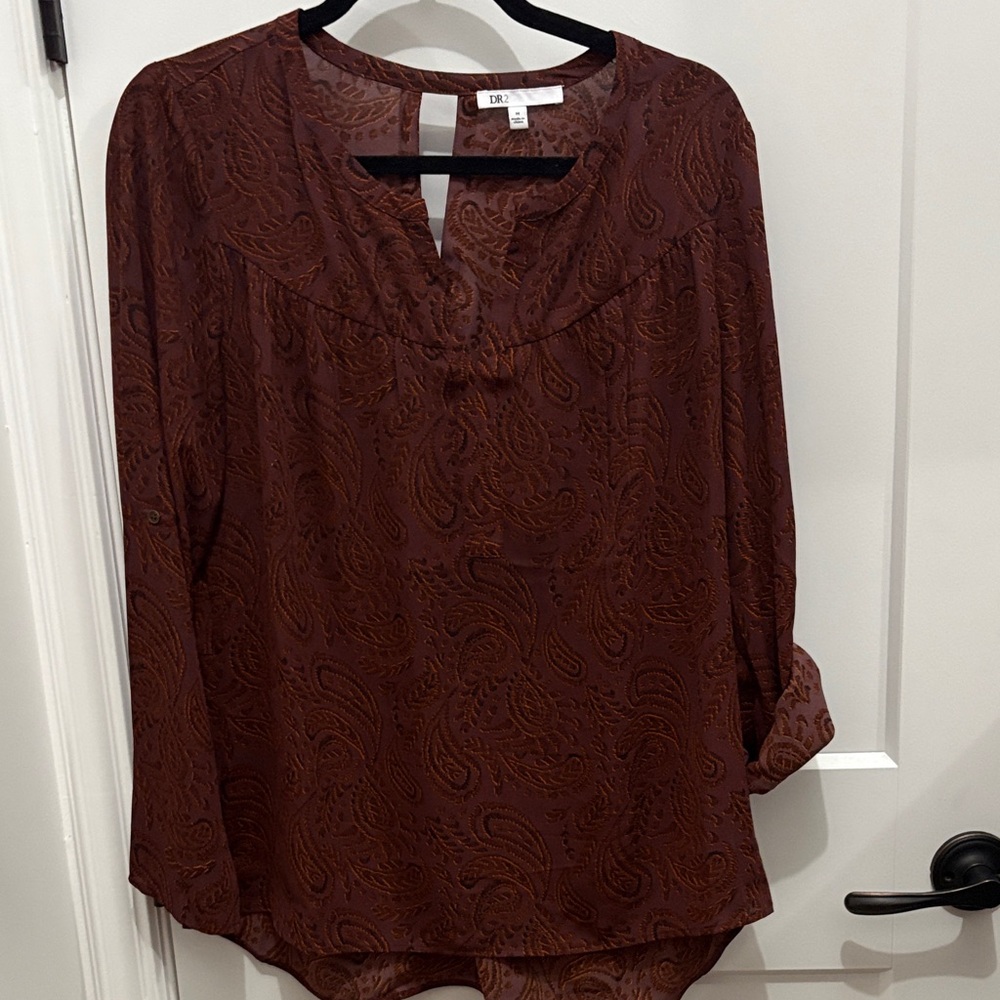 DR2 Dark Brown Paisley Blouse